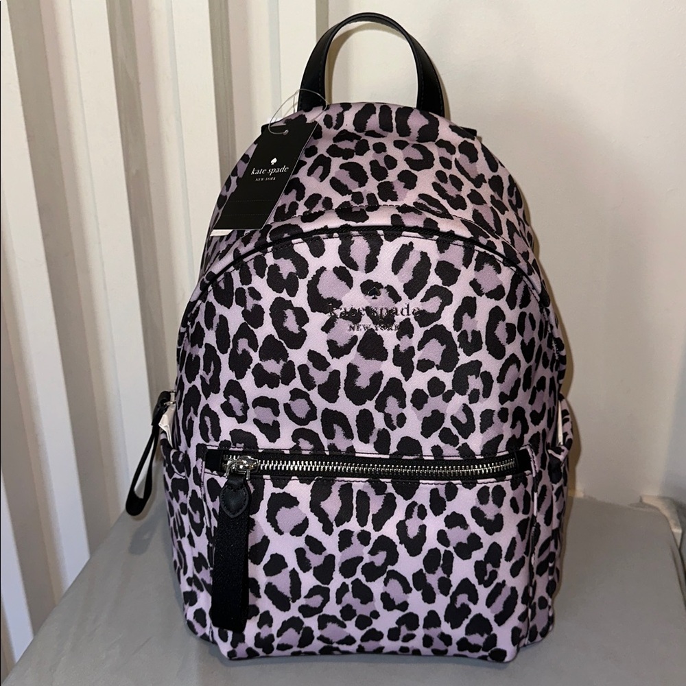Kate Spade Lavender and Black Animal Print Backpack